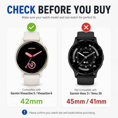 6 Pack Screen Protector for Garmin Vivoactive 5/Garmin Vivoactive 6 42mm - size: For Garmin Vivoactive 5/6 1.65 Inch