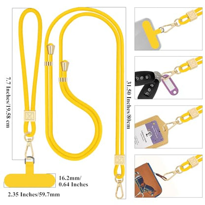 Hovmwey Phone Lanyard Crossbody, Hand Wrist Strap Lanyard with 2 Phone Tethers, Adjustable Anti Theft Phone Strap Neck Lanyard for Keys ID Badges Phones Wallet, Pineapple - color: Pineapple