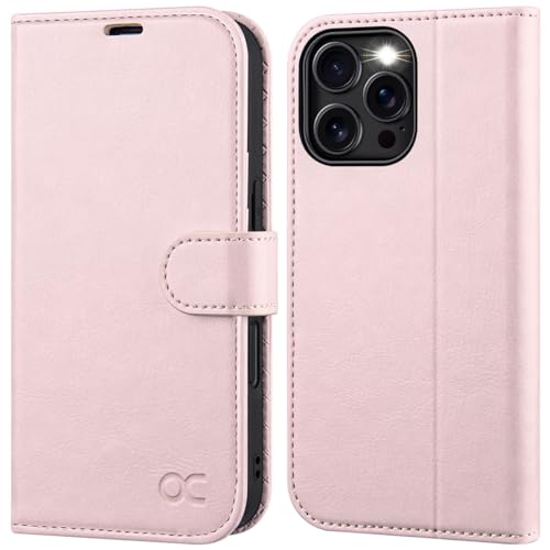 OCASE Compatible with iPhone 16 Pro Max Wallet Case, PU Leather Flip Folio Case with Card Holders RFID Blocking Kickstand [Shockproof TPU Inner Shell] Phone Cover 6.9 Inch 2024, Light Pink - color: Light Pink