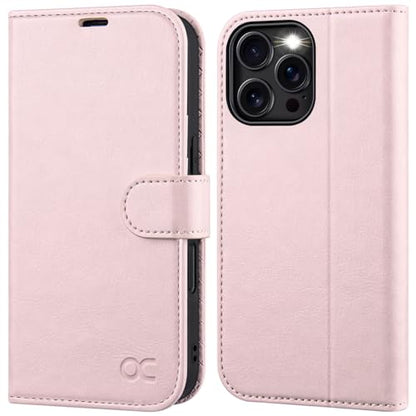 OCASE Compatible with iPhone 16 Pro Max Wallet Case, PU Leather Flip Folio Case with Card Holders RFID Blocking Kickstand [Shockproof TPU Inner Shell] Phone Cover 6.9 Inch 2024, Light Pink - color: Light Pink