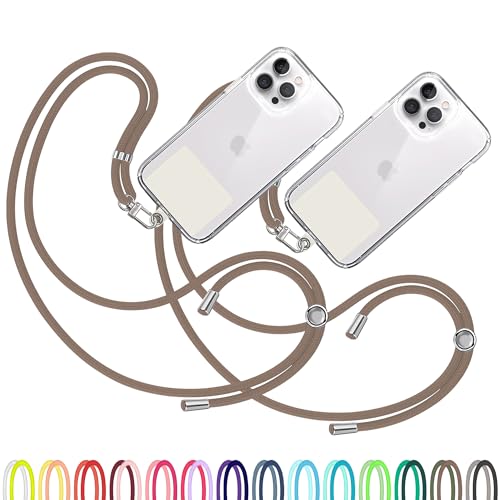 TBOC 2X Cell Phone Lanyard [Brown] - Comfortable Universal Smartphone Lanyard - Easy to Use Neck Phone Holder [White Ice Patch] - Adjustable Length Phone Strap Crossbody - Fits All Mobile Phones - color: Brown