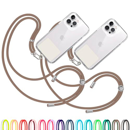 TBOC 2X Cell Phone Lanyard [Brown] - Comfortable Universal Smartphone Lanyard - Easy to Use Neck Phone Holder [White Ice Patch] - Adjustable Length Phone Strap Crossbody - Fits All Mobile Phones - color: Brown