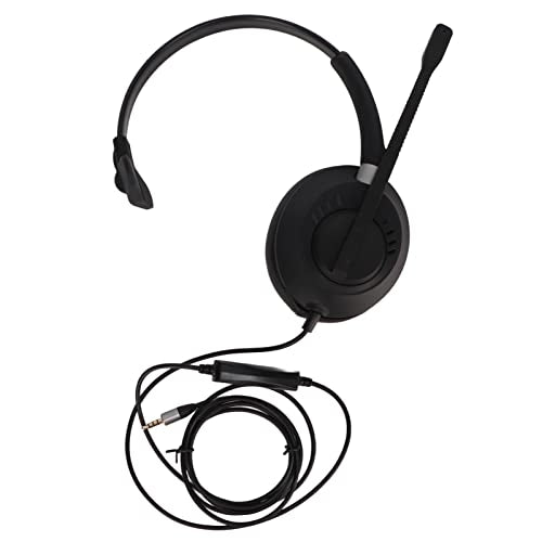 ciciglow Single Sided Ear Headphone, ENC Noise Reduction Business Headset 3.5mm Volume Adjustment Monaural Telephone Headset with Mic for Home Call Center