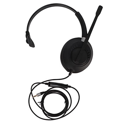 ciciglow Single Sided Ear Headphone, ENC Noise Reduction Business Headset 3.5mm Volume Adjustment Monaural Telephone Headset with Mic for Home Call Center