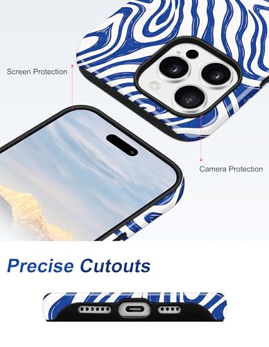 Jusy Magnetic Zebra Phone Case for iPhone 17 Pro Max,Blue | Compatible with MagSafe, Cute Aesthetic Zebra Design, TPU and PC Protective Shockproof Cover - color: Blue