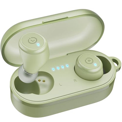TOZO T10 Wireless Earbuds Powerful Bass Stereo Wireless Charging, APP, IPX8 - color: Light Green