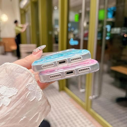 Compatible with iPhone Air Glitter Butterfly Case Glow in The Dark Women Girls Girly Bling Sparkle Flowing Quicksand Light up Soft TPU Bumper Luminous Clear Phone Cover, Purple - color: Pink, size: iPhone Air