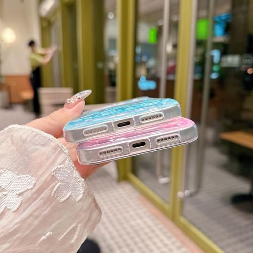 Compatible with iPhone Air Glitter Butterfly Case Glow in The Dark Women Girls Girly Bling Sparkle Flowing Quicksand Light up Soft TPU Bumper Luminous Clear Phone Cover, Pink - color: Blue, size: iPhone Air