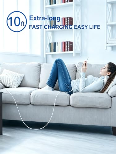 10 FT USB C Cable Fast Charging Long Charger Cord for iPhone 17 16 15 3Pack