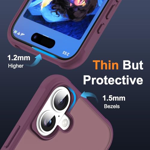SKYLMW Compatible with iPhone 16 Plus Case with Stand,Wine Red | iPhone 16 Plus Phone Case 6.7",Magnetic Ring Stand,Compatible with MagSafe,Military-Grade Plustection,Great Grip Feeling - color: Wine Red, size: Iphone 16 Plus