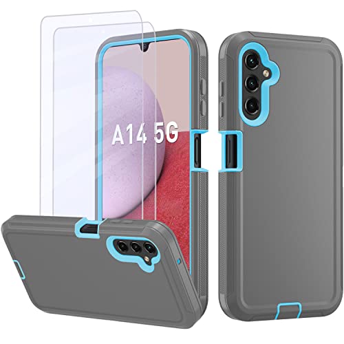 for Samsung Galaxy A14 5G case,A14 5G Heavy Duty case,[Military Grade Protective ][Shockproof] [Dropproof] [Dust-Proof], Compatible with Galaxy A14 5G (Gray/Blue) - color: Gray/Blue