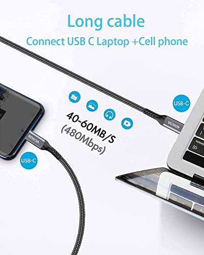 USB-C to USB-C Cable (6.6FT 2PACK 60W) Long Cable, Fast Charging - color: Grey, size: 6.6FT
