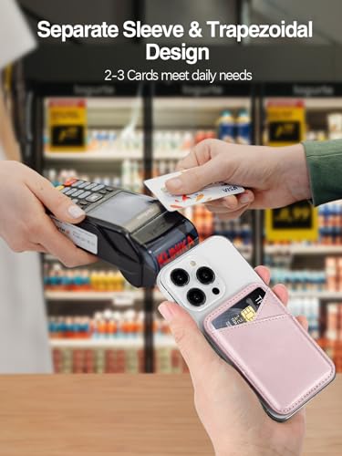 Miroddi for MagSafe Wallet, Ultra-Thin Magnetic Wallet with 2 Card Slots | RFID Blocking, No More Falling, Strongest Magnetic Card Holder for iPhone 17/16/15/14/13/12 Series & Pixel 10 Series, Pink - color: Pink