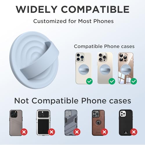 Upgraded Magnetic Phone Grip, Liquid Silicone Soft and Portable, Removable Finger Loop Ring Grip Holder for iPhone, Strong Magnetic Attraction, Compatible with MagSafe Phone Case, Baby Blue - color: Baby Blue