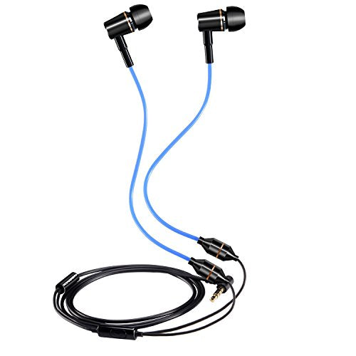 KINDEN Air Tube Earbuds Headphone Binaural Earphones with Microphone Noise Cancelling for Phone,Pad,Pod,HTC,Sony,Mp3 Players - color: Blue