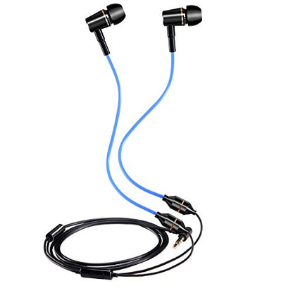 KINDEN Air Tube Earbuds Headphone Binaural Earphones with Microphone Noise Cancelling for Phone,Pad,Pod,HTC,Sony,Mp3 Players - color: Blue