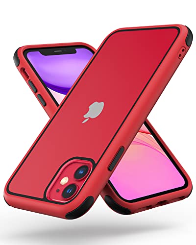 Mobnano for iPhone 11 Crystal Clear Case, with Multicolor Protective Shockproof Bumpers, Not Yellowing Anti Scratch Transparent Hard PC Back & Soft Silicone TPU Frame Cover (Red/Black) - color: Red/Black, size: iPhone 11