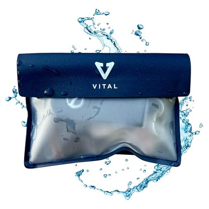VITAL Waterproof Wallet for Swimming - Small Waterproof Key Holder Pouch - Submersible, Floating, Rain & Water Proof Surfing Car Key Fob Case Dry Bag with Wrist Ankle Strap