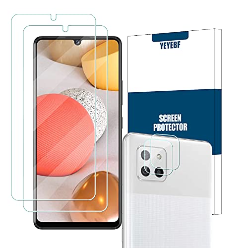 YEBF Samsung Galaxy A42 5G Screen Protector, 2 Pack, HD Clear Tempered Glass, 9H Hardness, Anti-Glare, Bubble-Free, Includes Camera Lens Protectors - size: Galaxy A42 5G