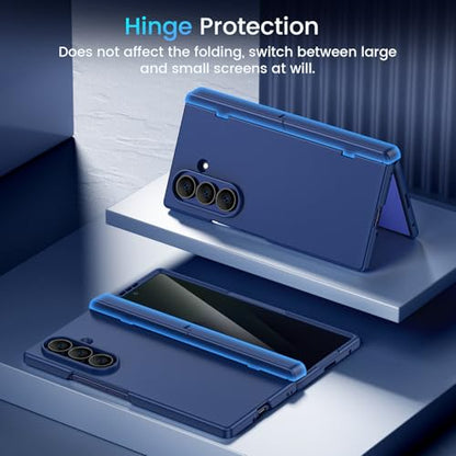 Caka Magnetic for Samsung Galaxy Z Fold 6 Case with Hidden Kickstand Blue - color: Blue