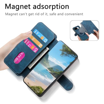 2 in 1 Detachable Wallet Case for Google Pixel 10a CMG Blue | PU Leather Magnetic Flip Folio Case with RFID Blocking Card Holder, Credit Card Slots Kickstand, Shockproof Protective Cover - color: Blue, size: Google Pixel 10a
