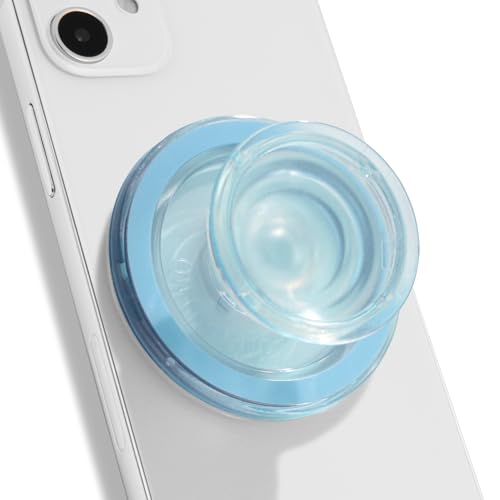 OnTheGrip Compatible with Magsafe Magnetic Authentic Translucent Color Design Collapsible Mobile Phone Grip Stand Holder for Smartphone Tablet Cell Phone Accessory (Sky Blue) - color: Sky blue