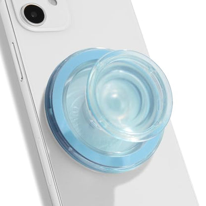 OnTheGrip Compatible with Magsafe Magnetic Authentic Translucent Color Design Collapsible Mobile Phone Grip Stand Holder for Smartphone Tablet Cell Phone Accessory (Sky Blue) - color: Sky blue