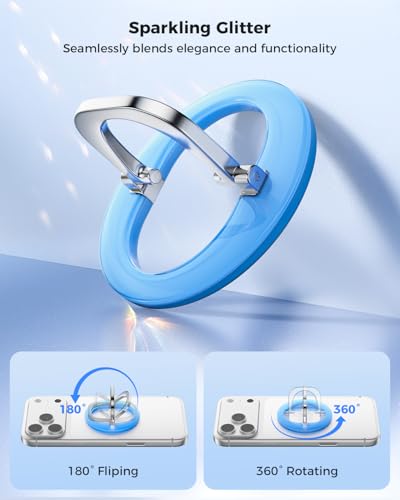 SUPERONE MagSafe Phone Grip, Adjustable Magnetic Phone Ring Holder Stand - color: Blue