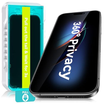 Esanik 2-Pack for iPhone 17 Pro/17/16Pro 360° Privacy Screen Protector - 4-Way Anti-Spy Tempered Glass, Shatterproof, Anti-Peep, Scratch Resistant
