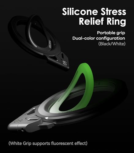 Aulumu G09 Magnetic Ring Grip | Omnidirectional Rotation | MagSafe Compatible | Aluminium Alloy Construction | Stable Dual-Sided Magnetic Attachment | Includes Handle Ring Phone Stand- Silver - color: Silver