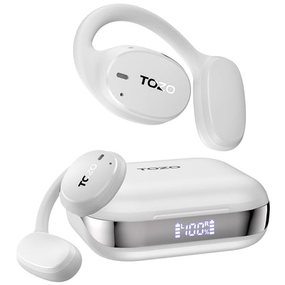 TOZO OpenEgo Open Ear Earbuds 80H Bluetooth 5.3 Headphones Sport Earbuds - color: Snow White