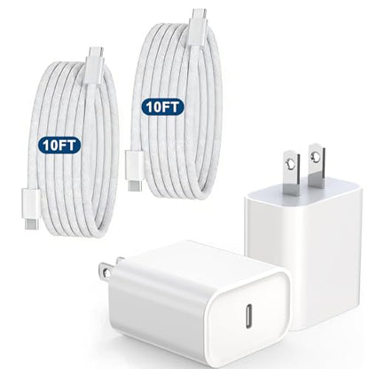 iPhone 17 Charger Fast Charging, [Apple MFi Certified] 2Pack Long 10FT USB C to C Woven Cable Cord Quick iPhone Charger Block for Apple i-Phone 17 Pro Max/17e/Air/16 Pro/15/iPad - size: 10FT