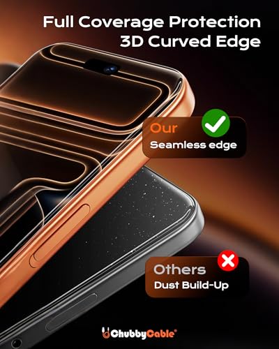 chubbycable HD Glass Screen Protector for iPhone 17 Pro Max, 2 Pack - size: 17 Pro Max