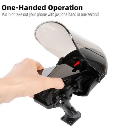 Universal Phone Mount Holder for Boat Motorcycle, with Vibration Dampener, Sun Shade, Aluminum Square Base & Medium Arm - Sunproof & Rainproof, Fits 4.7-7.2'' Smartphones