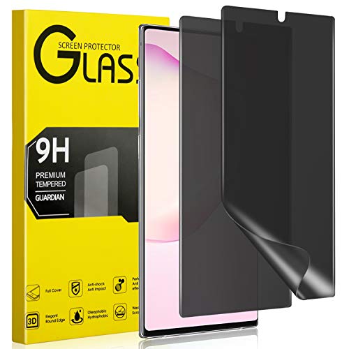 [2 Pack] Galaxy Note 10 Plus Privacy Screen Protector, [Anti-Spy] [Case Friendly] [Full Coverage] [Support in-Screen Unlock] Premium Flexible Film TPU Screen Protector for Samsung Note10+ - size: for Samsung Note10+