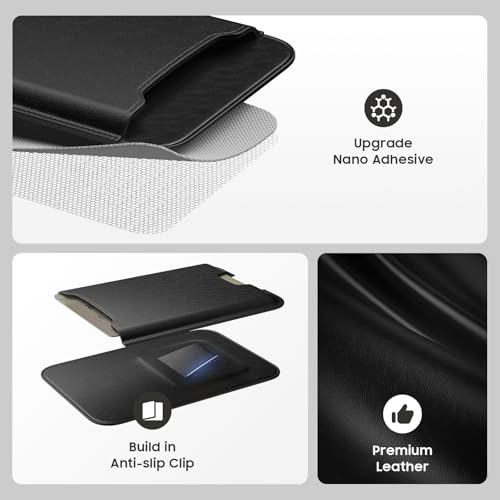 Musotica 2 Packs Phone Card Holder, Leather Phone Wallet Stick on, Stronger Nano Adhesive Credit Card Holder for Back of Phone Case, With RFID Blocking, Fit 4 Cards for iPhone, Samsung, and Android - color: Black