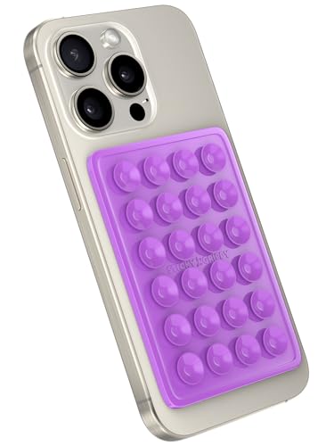 StickyGrippy Suction Phone Case Mount, Sillicon Adhesive Phone Accessory for iPhone and Android, Hands-Free Strong Grip Mirror Shower Phone Holder, Tiktok Videos and Selfies (Purple) - color: Purple