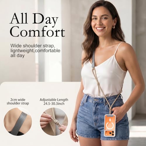 Phone Lanyard Crossbody Adjustable Strap for Travel Outdoor Khaki - color: Khaki