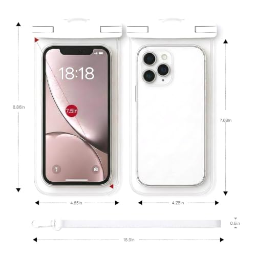 Waterproof Phone Pouch Compatible for iPhone 7in - 1 Snowy White | IPX8 Waterproof Case, Beach Travel Must Haves, Beach Essential, Dry Bag, 1 Pack, for iPhone 17/16/15/14/13/12 Pro Max - color: A7-Snowy White
