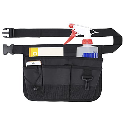 Gardening Tool Waist Bag Belt Heavy Duty Oxford Tool Apron with 7 Pockets of Different Sizes and Depth (Black) - color: Black
