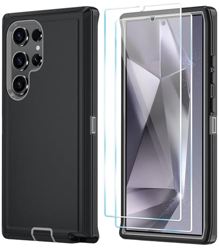 ONOLA Compatible with Samsung Galaxy S24 Ultra Case with HD Screen Protector, Heavy Duty Shockproof & Dropproof 3-Layer Cover Phone Case,BlackGrey - color: BlackGrey, size: Galaxy S24 Ultra 6.8"