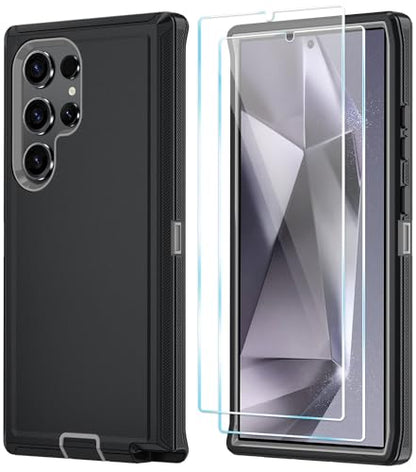 ONOLA Compatible with Samsung Galaxy S24 Ultra Case with HD Screen Protector, Heavy Duty Shockproof & Dropproof 3-Layer Cover Phone Case,BlackGrey - color: BlackGrey, size: Galaxy S24 Ultra 6.8"