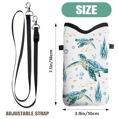 Cell Phone Sleeve Pouch with Adjustable Strap - Sea Turtle - color: Turtle