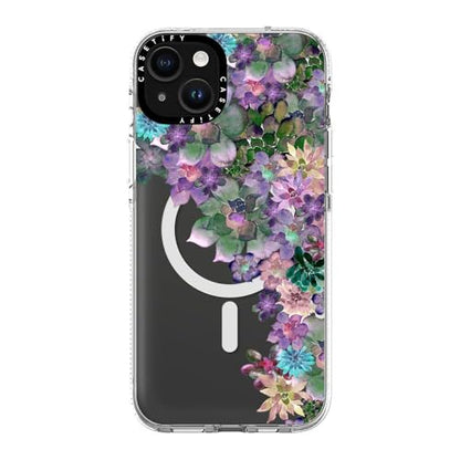 CASETiFY for iPhone 15 Plus Case - Impact Clear Compatible with MagSafe | Not Yellowing | 6.6 ft. 3X Military Grade Drop Protection | MY SUCCULENT GARDEN | Clear - color: MY SUCCULENT GARDEN, size: Iphone 15 Plus (6.7")