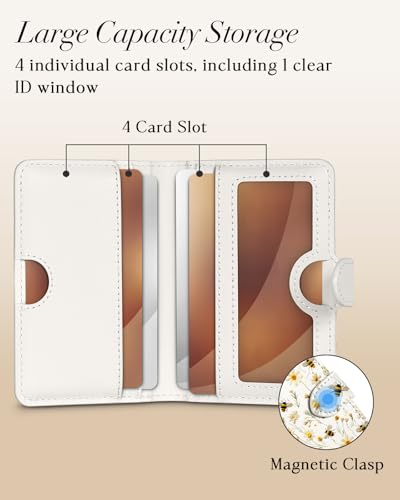 Shorogyt for Magnetic Phone Wallet Compatible with Magsafe for Women - Cute Luxury Slim Leather Card Holder Mag Wallets Fit 4 Cards,for iPhone 1716/15/14/13/12 Series for Apple RFID Magnet, Bee