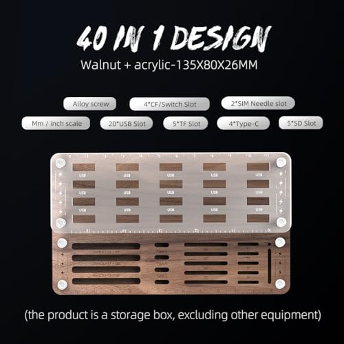 40 Slots Wooden Memory Card Case for TF/CF/Nintendo Switch, USB Flash Drive/SD Card Holder Desk With Removal Pin - Protection Box-03MY - color: Upgrade extended style