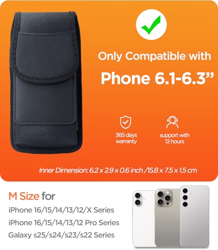 Phone Holster for iPhone 17/16/15/14/13/12 & Pro Series, M-Black - color: Black, size: Medium