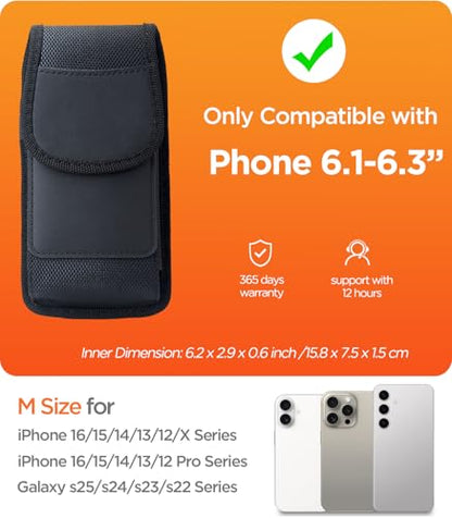 Phone Holster for iPhone 17/16/15/14/13/12 & Pro Series, M-Black - color: Black, size: Medium
