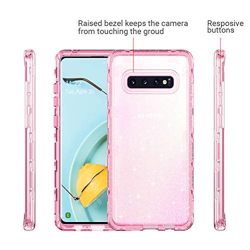 ULAK Compatible with Galaxy S10 Plus Case Bling Back Cover, Pink Glitter | Shiny Glitter Heavy Duty Shockproof Protection Sparkle Soft TPU Protective for Samsung Galaxy S10 Plus 6.4 inch - color: Pink Glitter