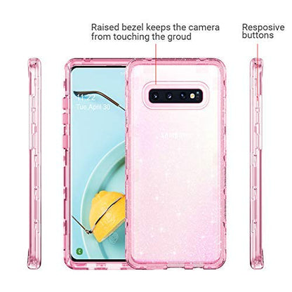 ULAK Compatible with Galaxy S10 Plus Case Bling Back Cover, Pink Glitter | Shiny Glitter Heavy Duty Shockproof Protection Sparkle Soft TPU Protective for Samsung Galaxy S10 Plus 6.4 inch - color: Pink Glitter